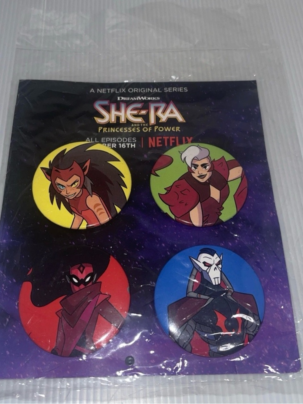 SHE-RA AND THE PRINCESSES OF POWER NETFLIX BUTTON PIN SET OF 4 2018 DREAMWORKS